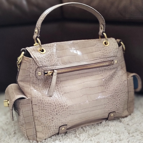 COACH Sydney Embossed Exotic Croc Flap Satchel Limited Edition Pearl RARE 14615 - Picture 4 of 16